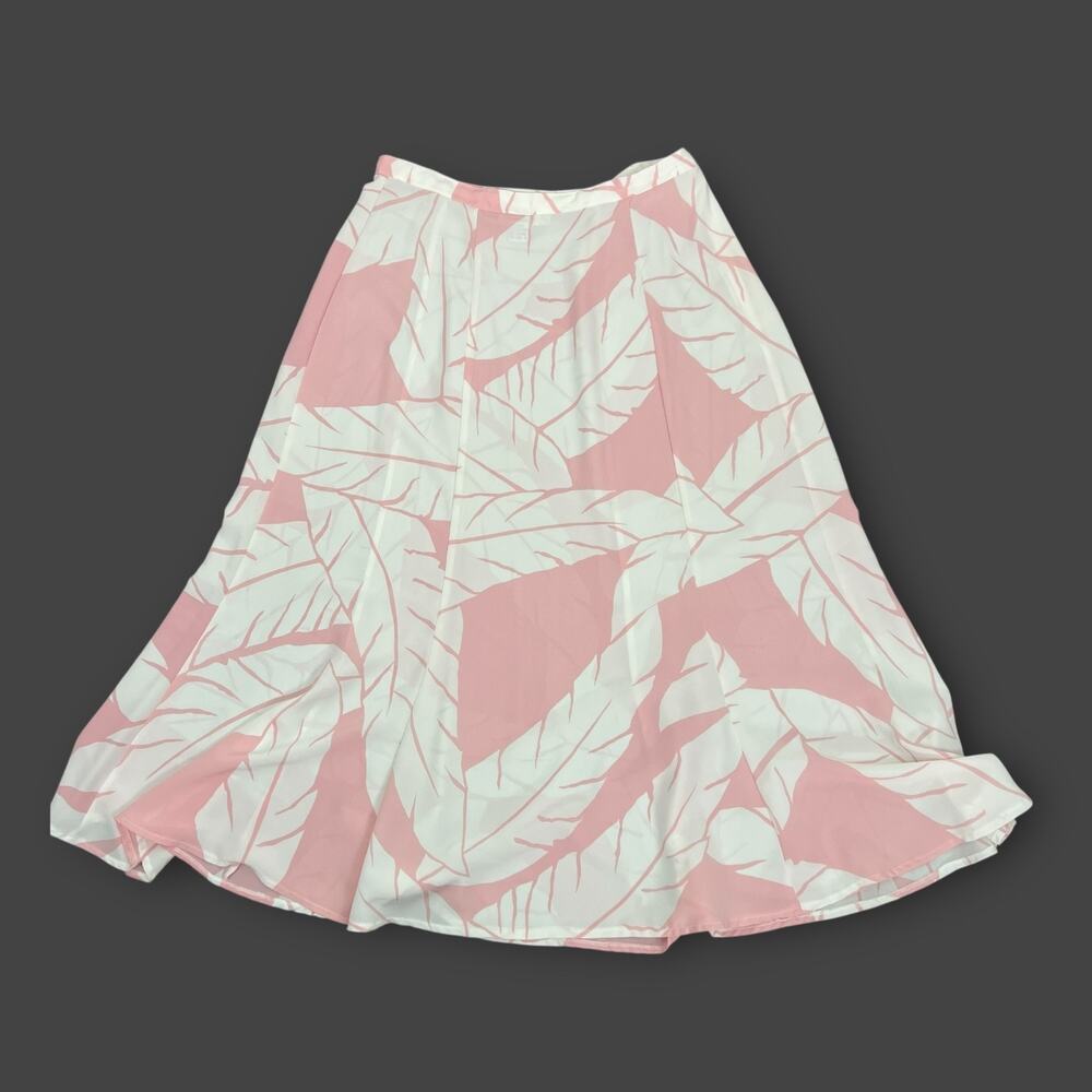 80s Shirtstrings II California‎ Pink A-line Tropical Leaf Print Skirt 10 Medium